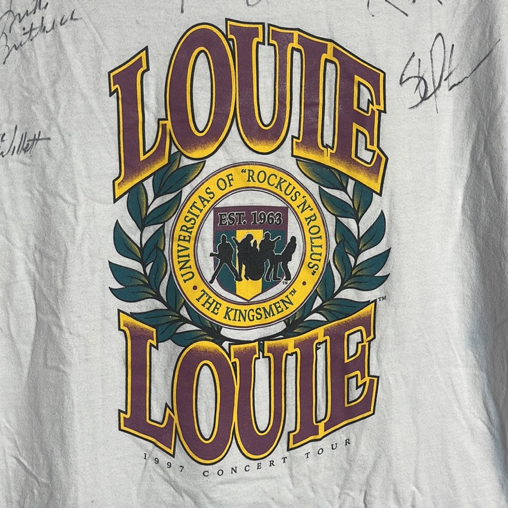 1997 The Kingsmen Louie Louie Shirt Signed Concert Tour Xl Band 90s Y2k Vintage View 3